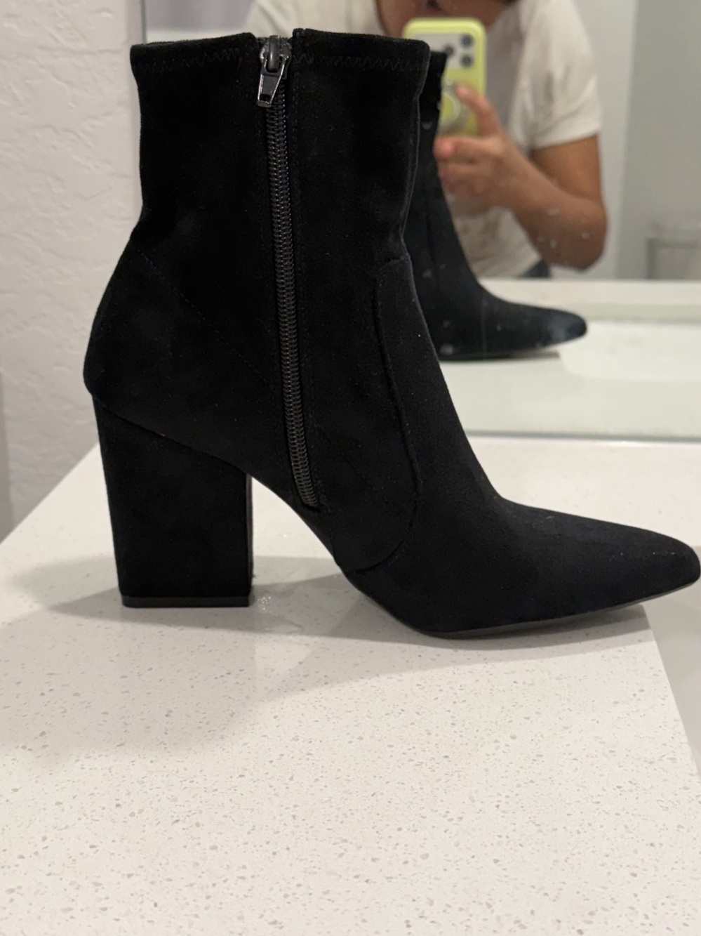 On 34th Lydiaa Pointed-Toe Block-Heel Booties Black Pointed Toe Block Heel Ankle